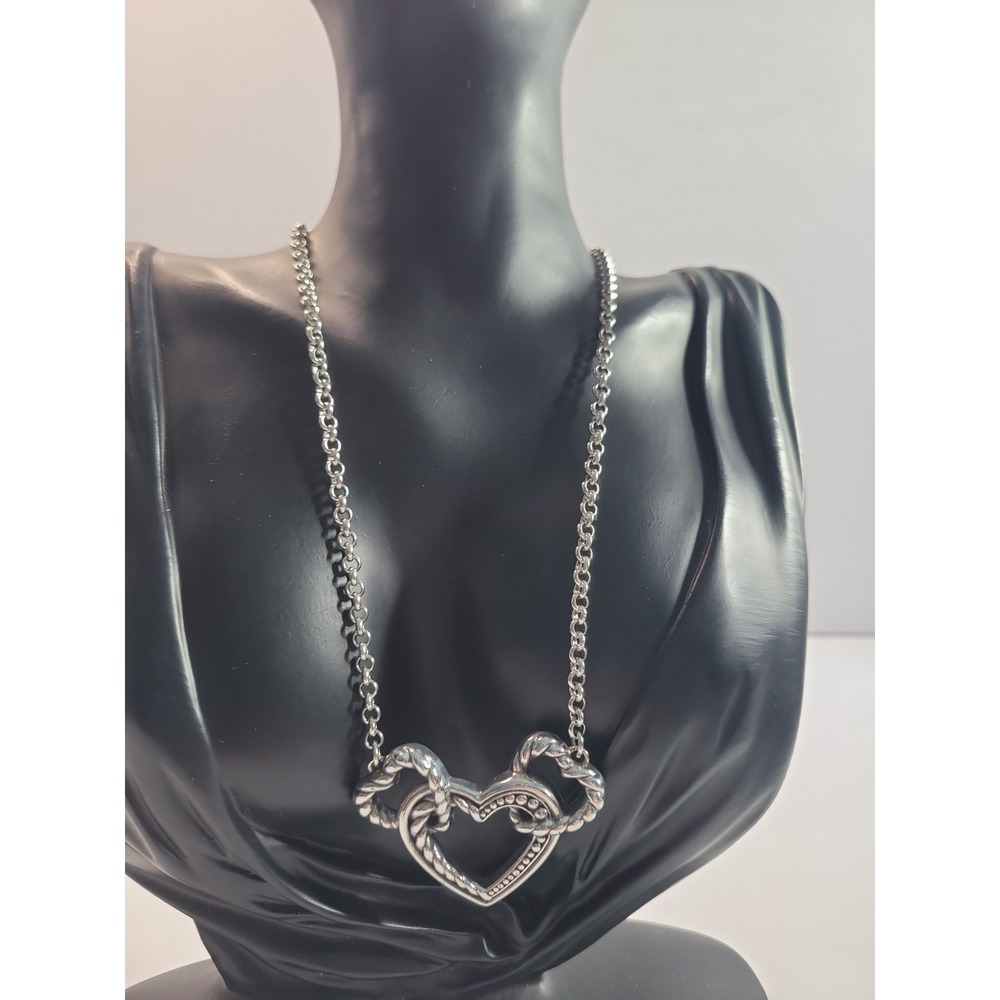 Brighton Silver Plated Interlocking Open Heart Pendant Necklace - Picture 2 of 13